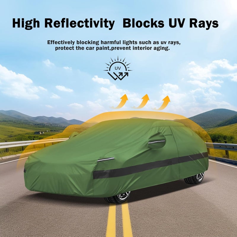 JURMON Heavy Duty Outdoor Car Cover Compatible with Toyota Corolla,Waterproof All Weather for Automobiles, Outdoor Full Cover Rain Sun UV Protection with Zipper Cotton - Image 5